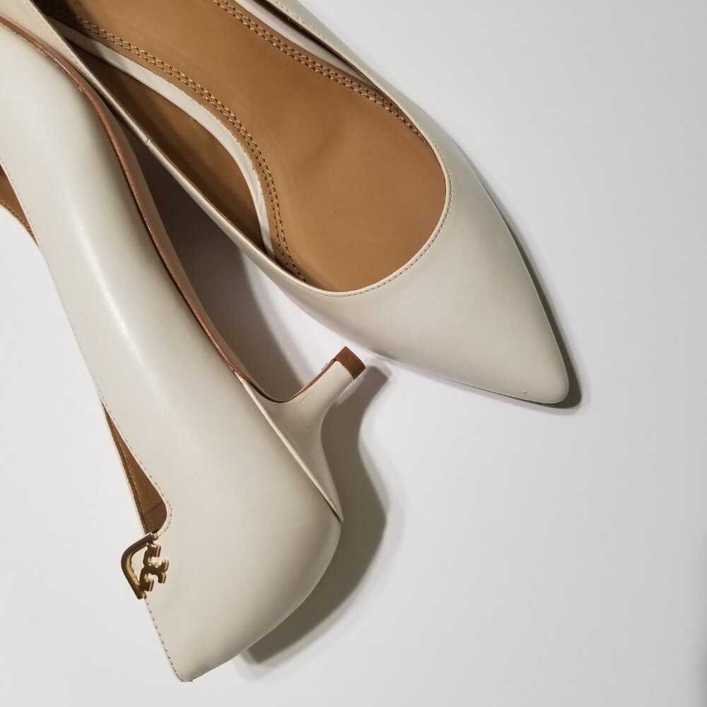 NIB Tory Burch Elizabeth Pump 40MM Leather Perfect Ivory Size 8.5 $278 - Picture 12 of 16